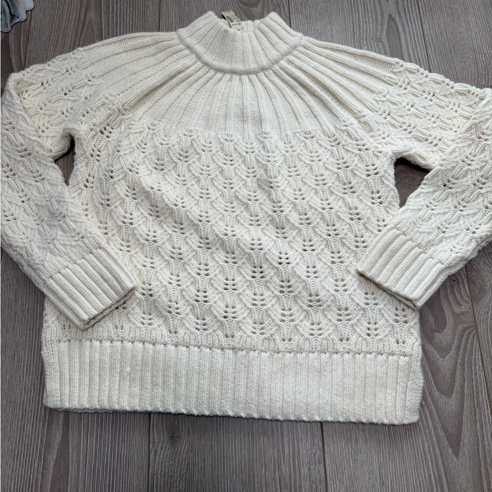 Madewell Pointelle Stitch-Mix Mockneck Sweater in Cream Aspen Skiwear Winter - Picture 2 of 6